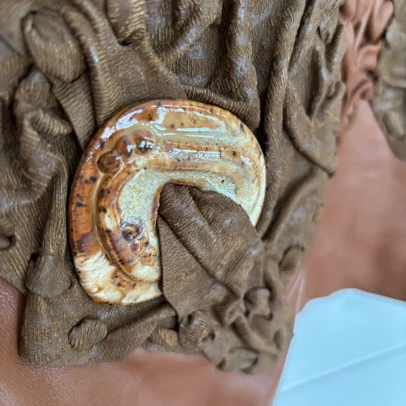 Handmade Vinatge Soft Brown Leather with Ceramic detail Poncho Topper - Picture 6 of 16